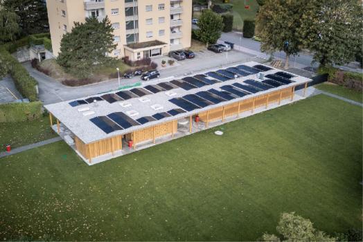 Roofing technical building swimming pool, Martigny