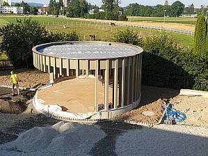 Travaux de construction autour du pavillon